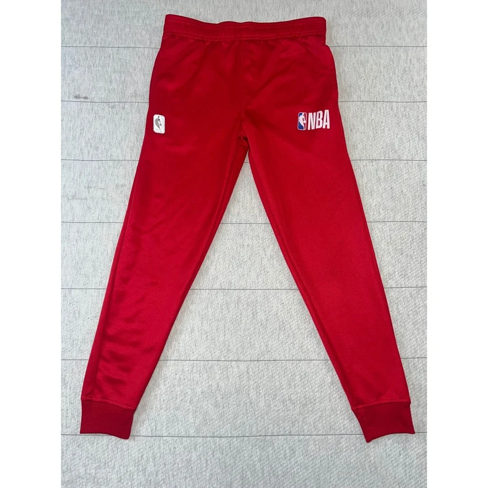 NBA Boys Red Athletic Track Pants Joggers Size 8 Basketball Logo